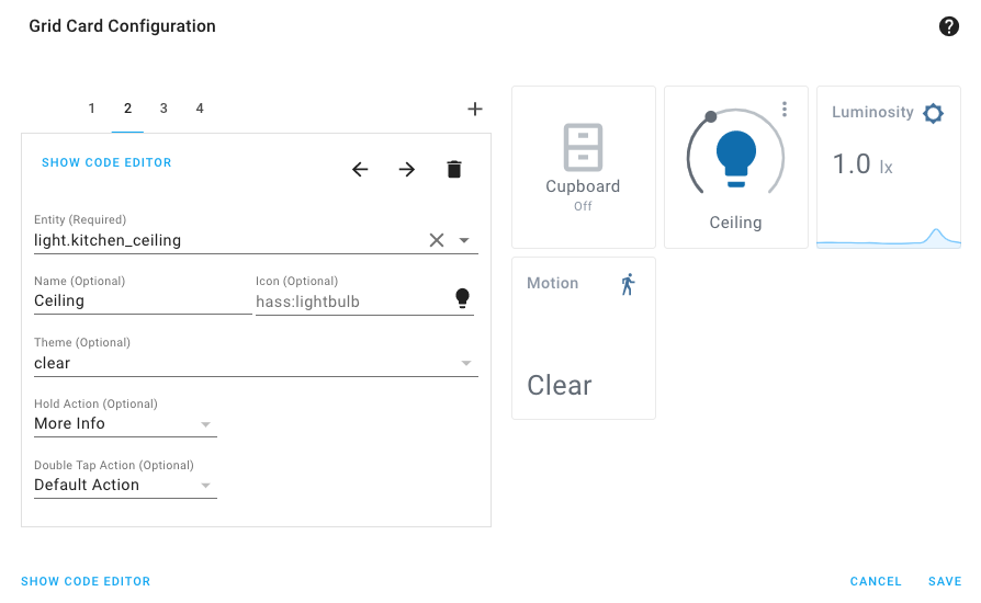 Screenshot of the Grid Card