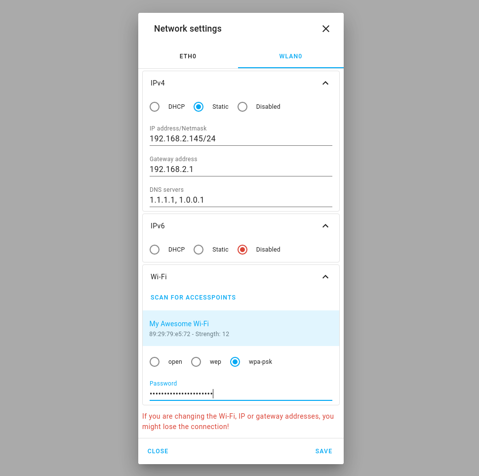 New Supervisor Network configuration UI