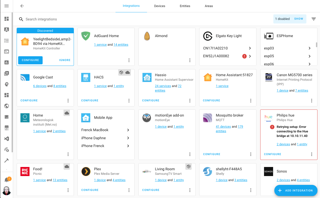 Screenshot of the updated integrations dashboard