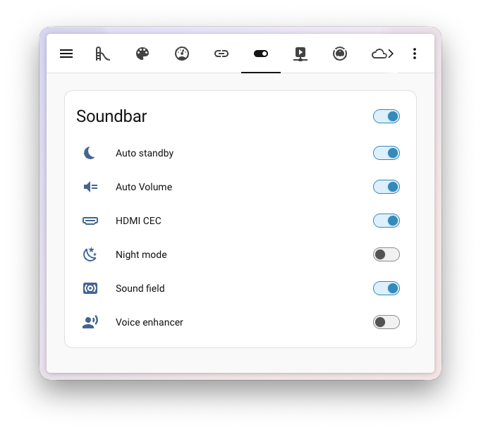Screenshot of an entities card showing the refreshed toggle styling.