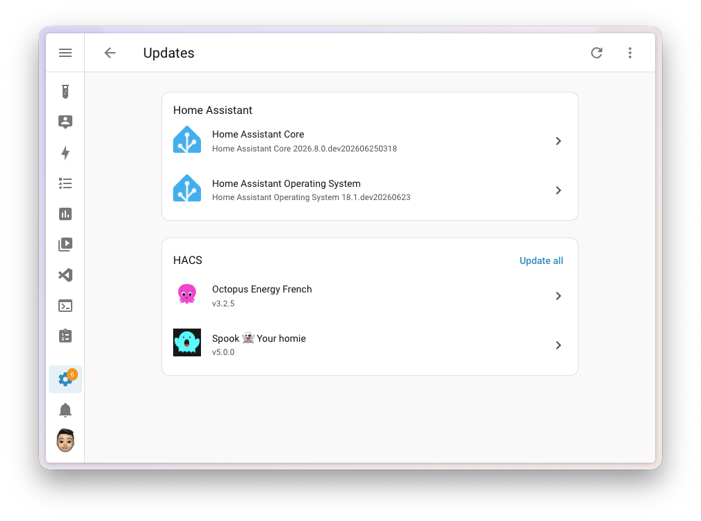 Screenshot of the redesigned Updates page showing pending updates grouped into cards.