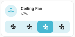 Screenshot of the tile card with fan speed feature