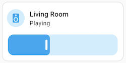 Screenshot of the tile card with media player volume slider feature