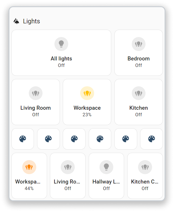 Screenshot of a section using precise mode for some cards