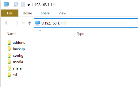 Screenshot of File Explorer displaying the navigation to a file share using an IP address