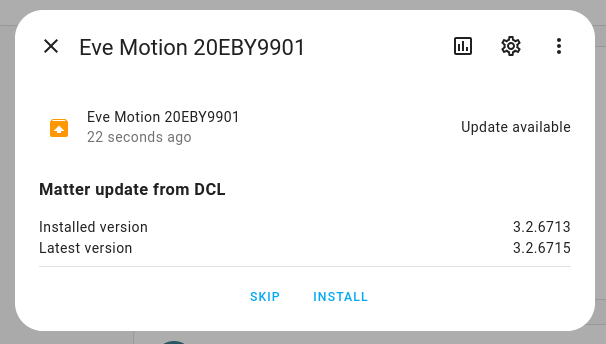 Matter device OTA update message