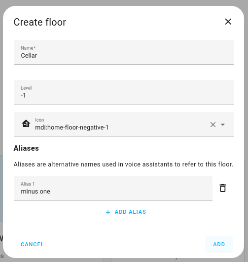 Create floor dialog