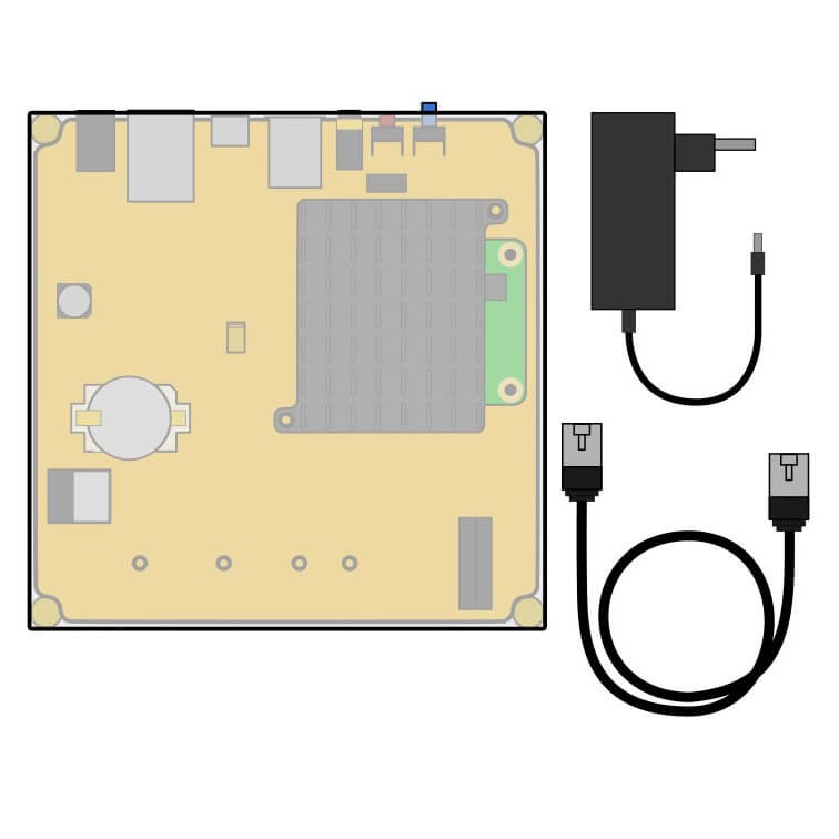 2D overview of the content of the Home Assistant Yellow